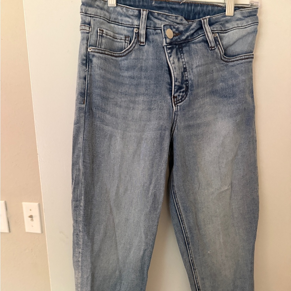 Tummy Control Jeans! RFM Cross Button Ankle Crop Slim Straight - Picture 4 of 5